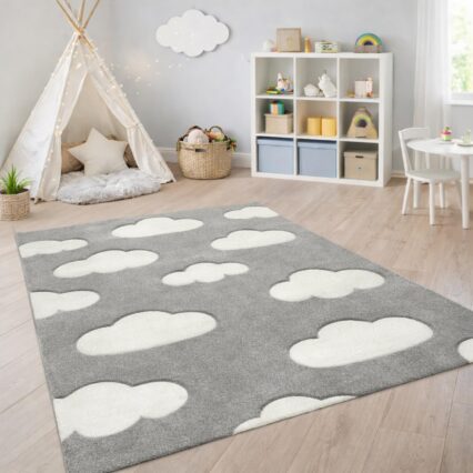 Modern Kids Cloud Rug for Nursery Bedroom Decor