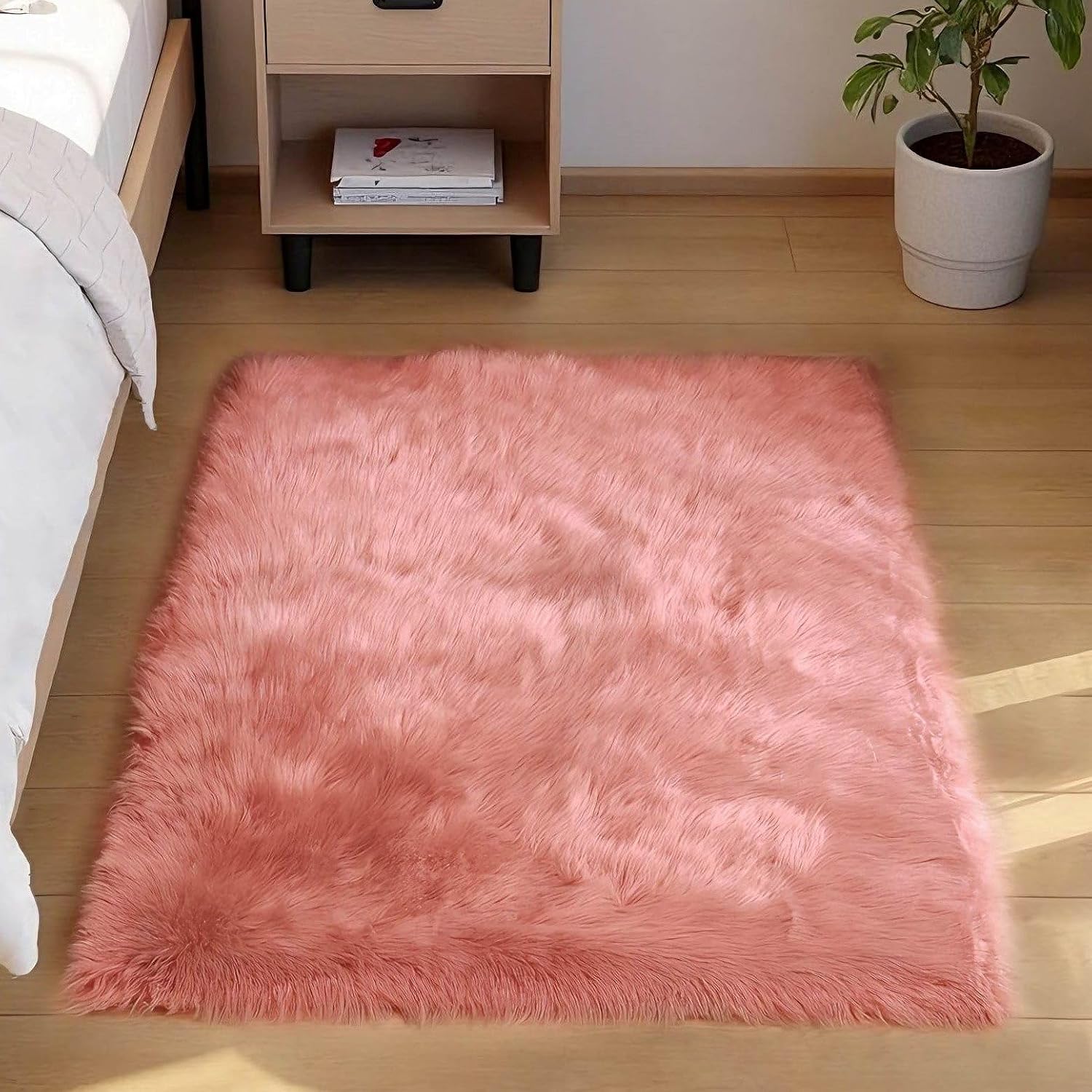Fluffy Fuzzy Fur Rug for Girls Bedroom Playroom