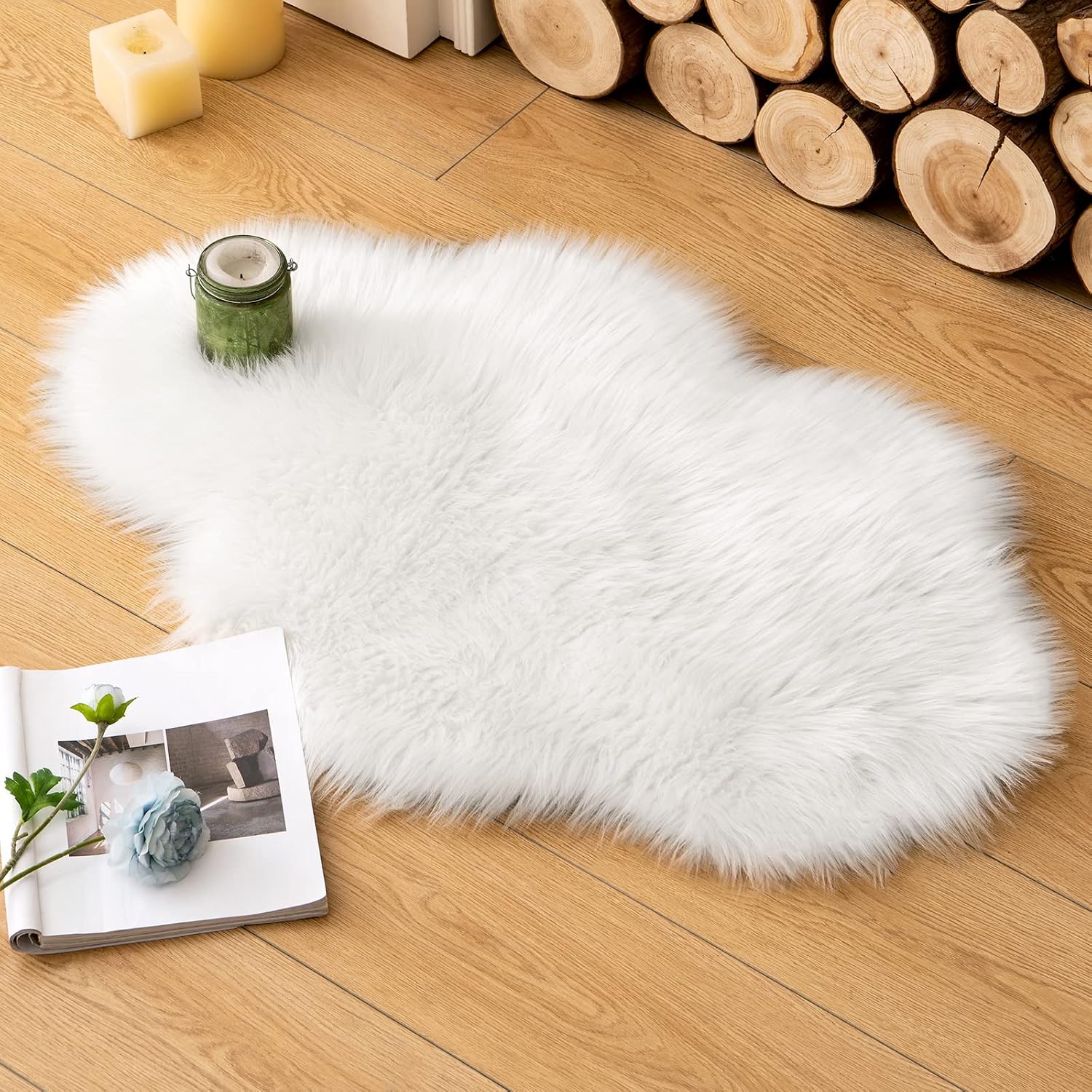 Fluffy Faux Fur Sheepskin Cloud Rug for Bedroom
