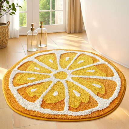 Orange Slice Pattern Round Bathroom Mat