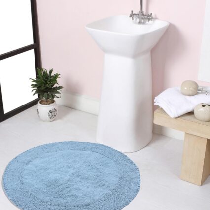 Cotton Double-Ruffle Round Bathroom Mat
