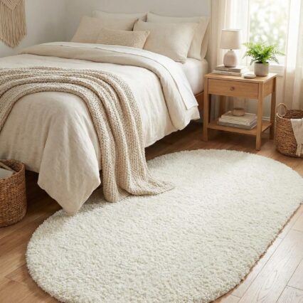 Solid Shag High Pile Rug for Nursery Playroom