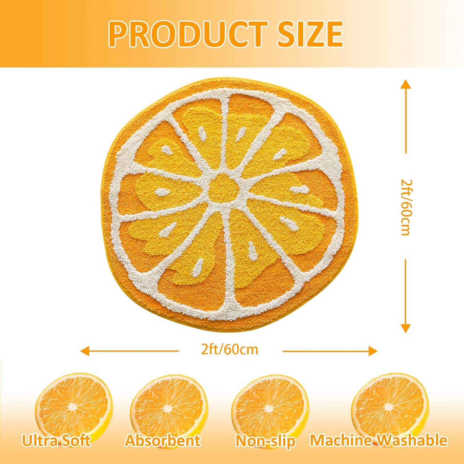 Orange Slice Pattern Round Bathroom Mat - Image 2
