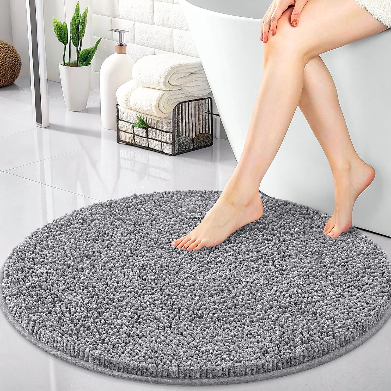 Round Chenille Bathroom Mat