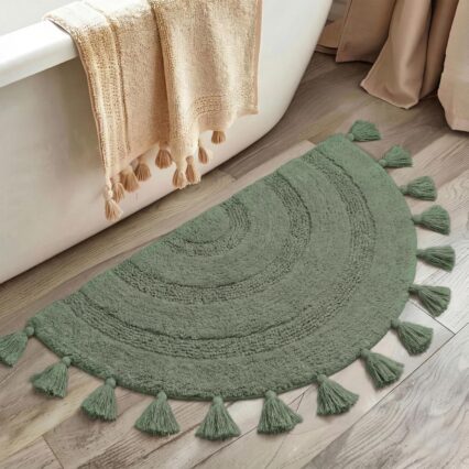 Semi-Circle Tassel Cotton Boho Bathroom Mat